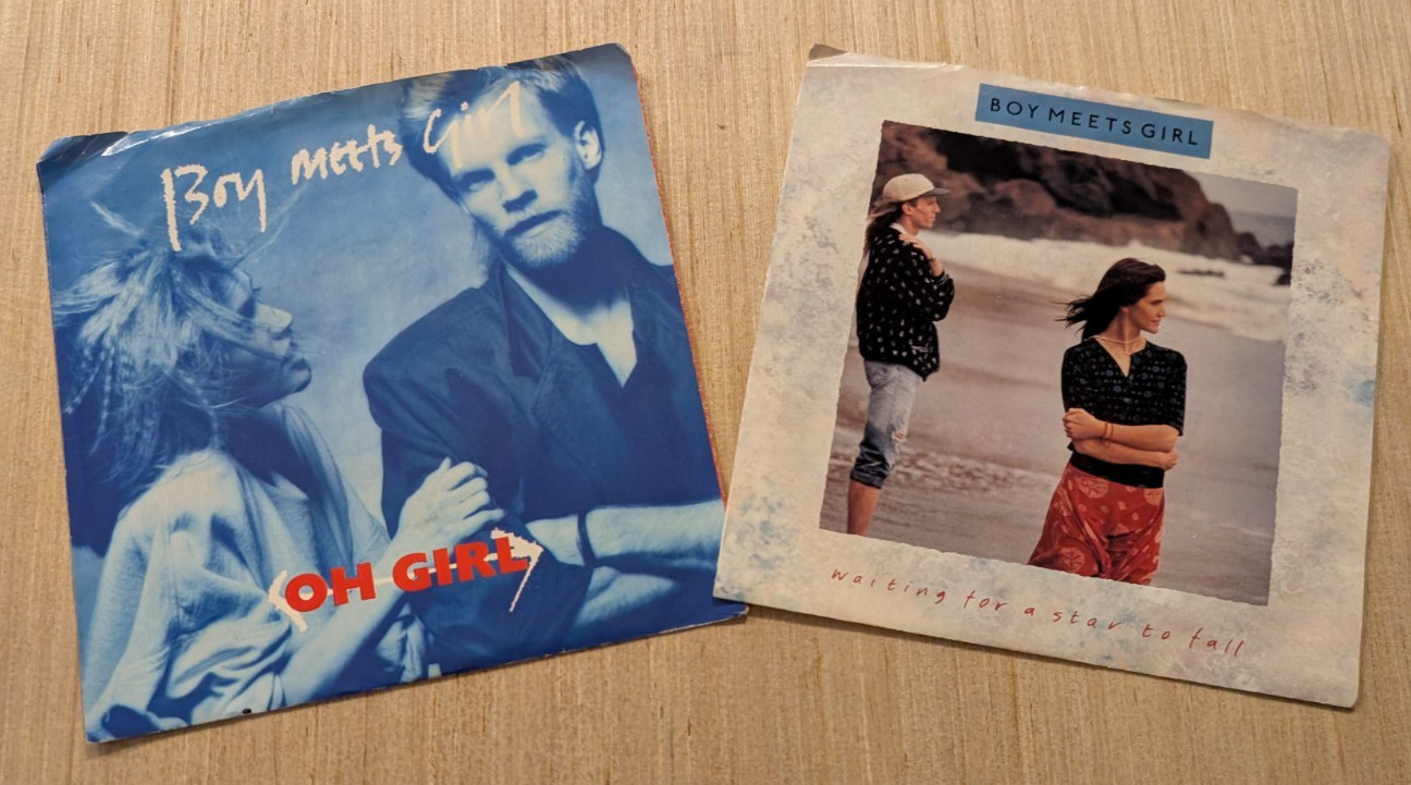 Boy Meets Girl 7" Vinyl Record 45 RPM Lot - Waiting For A Star To Fall & Oh Girl