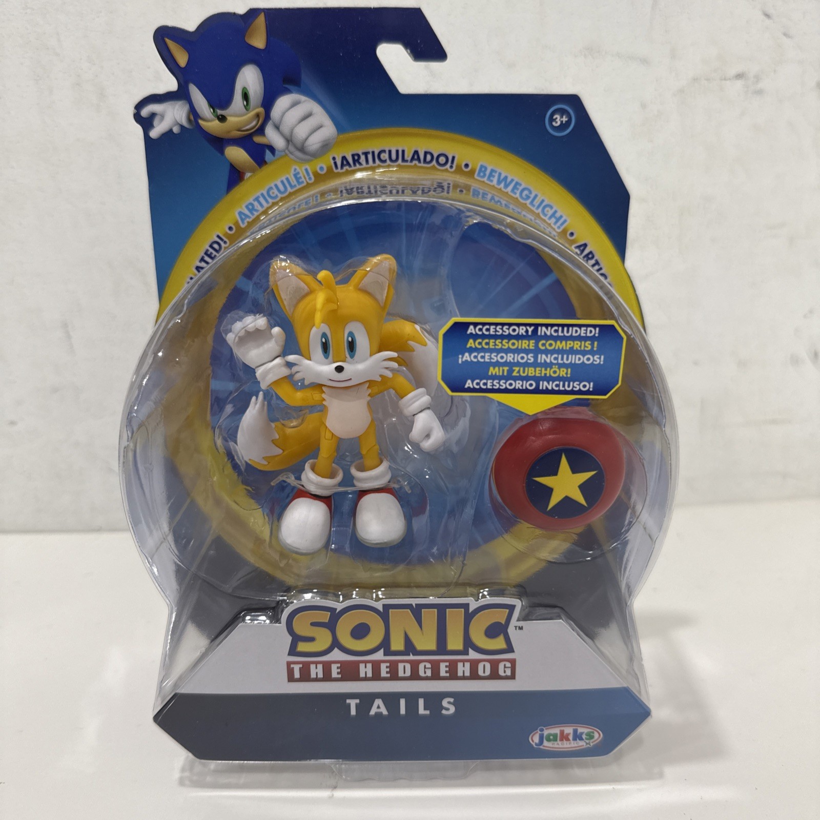 Sonic the Hedgehog - Modellino articolato Tails 4 pollici con molla a stella