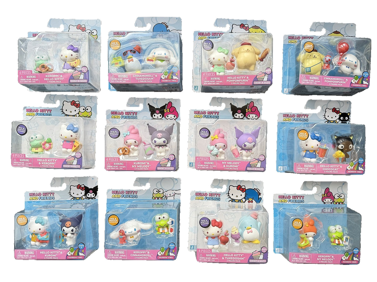 LOTTO 12 Jazwares Hello Kitty and Friends | 2 confezioni di figurine | serie 1 e 4