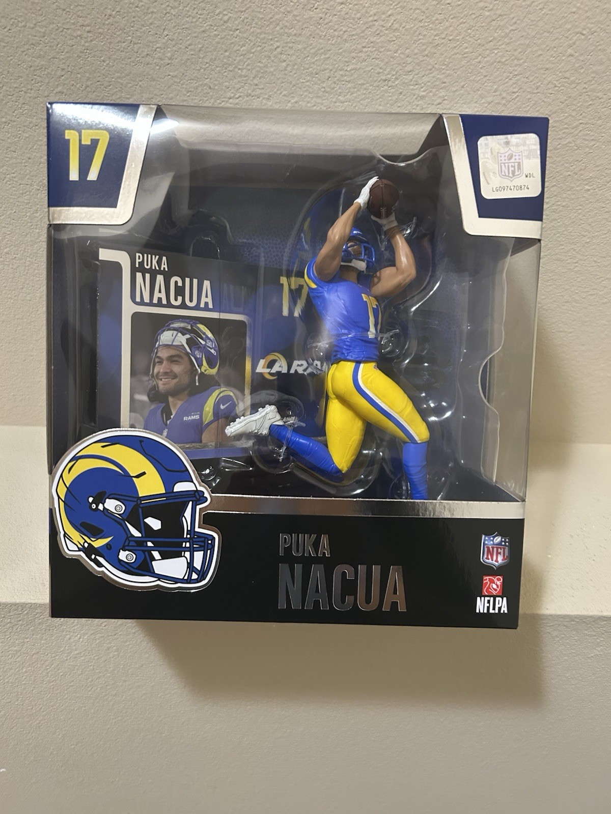 Modellino maglia 2025 NFL McFarlane Sports Picks Puka Nacua Los Angeles Rams