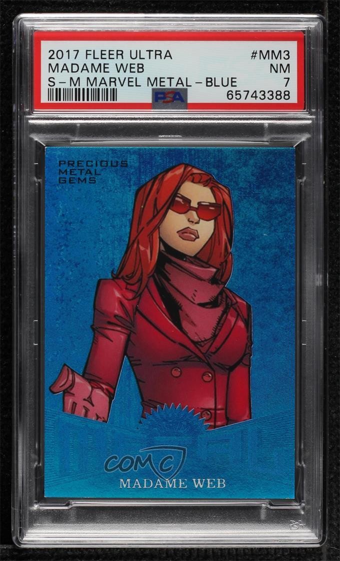 2017 Fleer Ultra Marvel Spider-Man Metal PMG Blu 5/49 Madame Web PSA 7 0k11