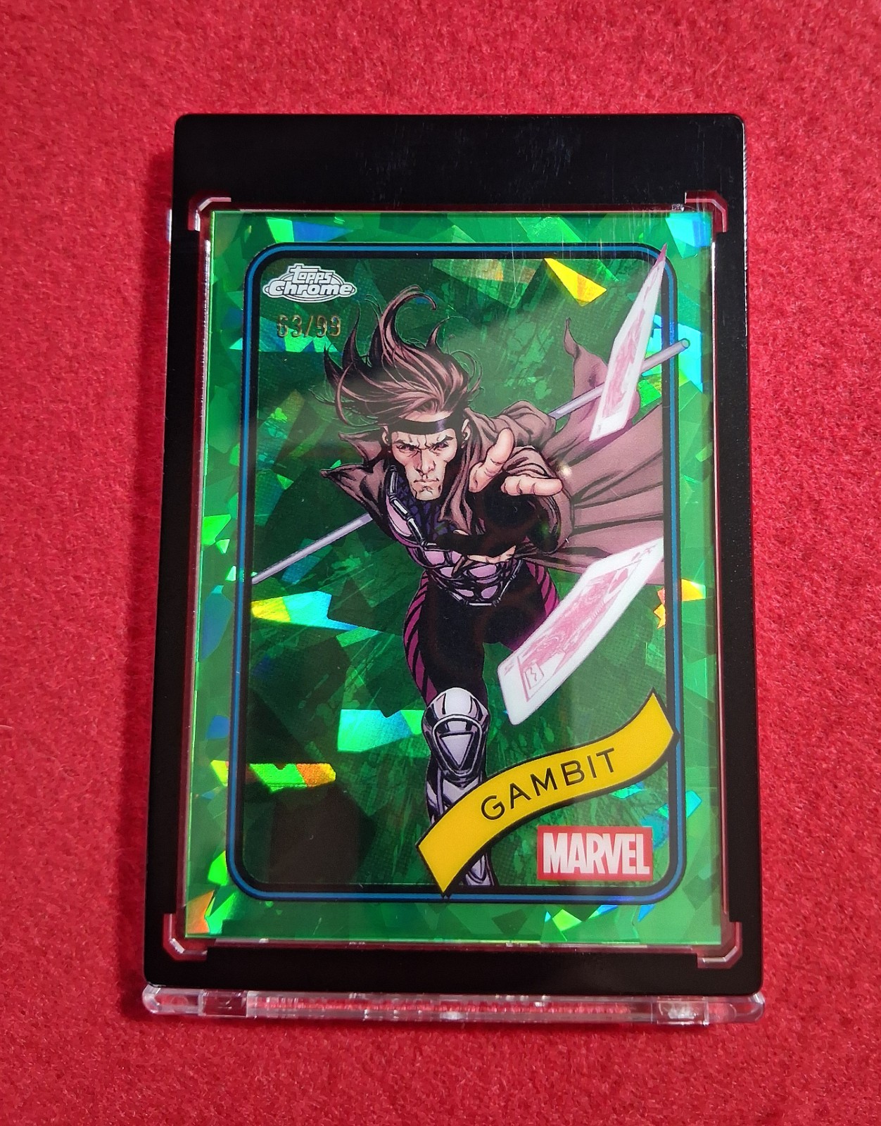 2025 MARVEL TOPPS CROMO ZAFFIRO VERDE ZAFFIRO 63/99 GAMBIT #105 