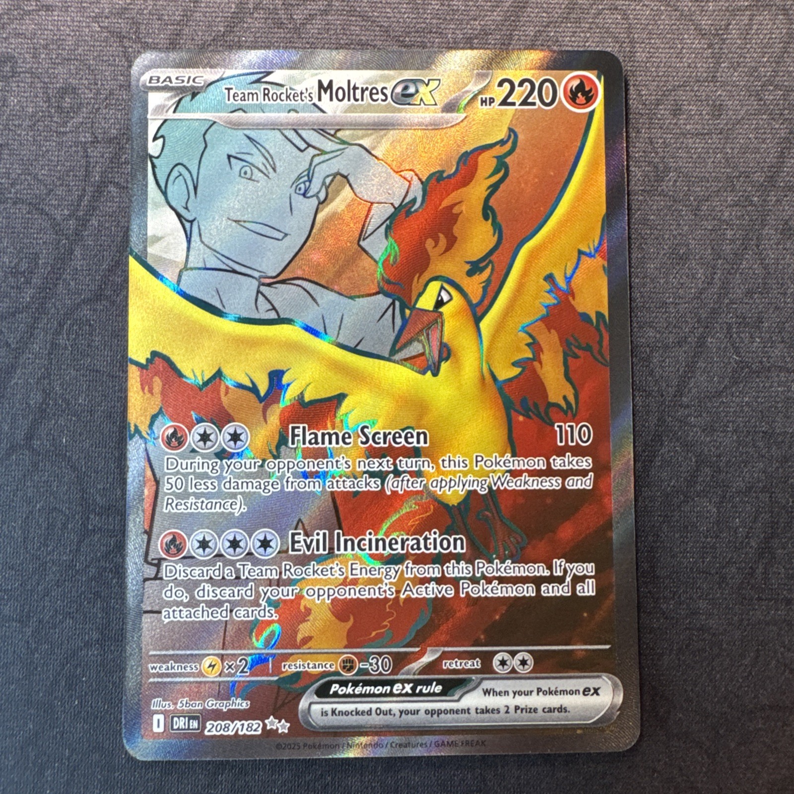 Team Rocket's Moltres ex 208/182 Sv10: Destined Rivals Holo Pokemon
