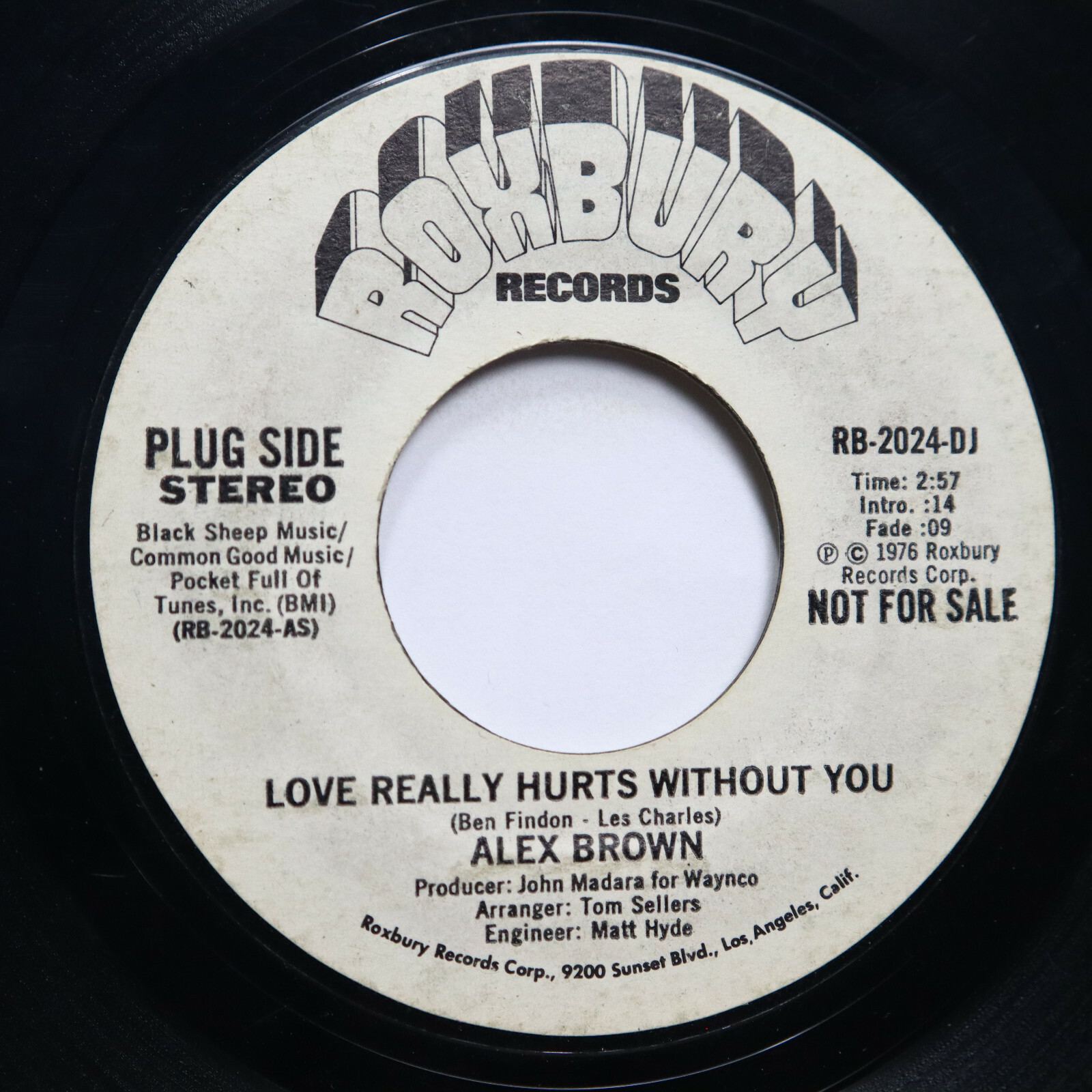 ALEX BROWN Love Really Hurts Without You Soul 45 Promo Roxbury RB-2024-DJ