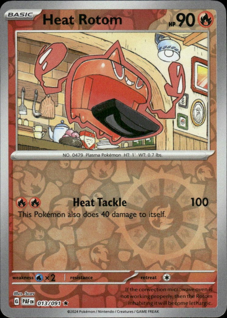 Heat Rotom Paldean Fates 013/091 Rare Reverse Holo Pokémon — English NM