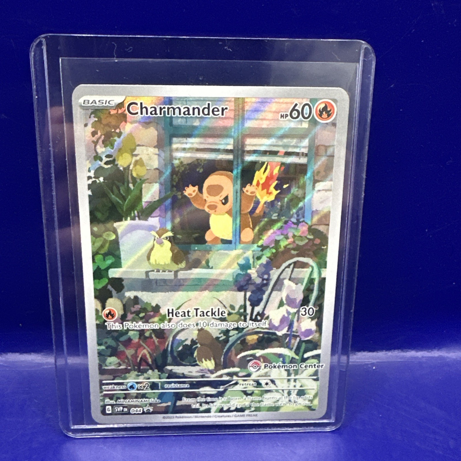 Charmander 044 Pokemon Center esclusivo timbrato 2023 carta promozionale stella nera quasi nuovo