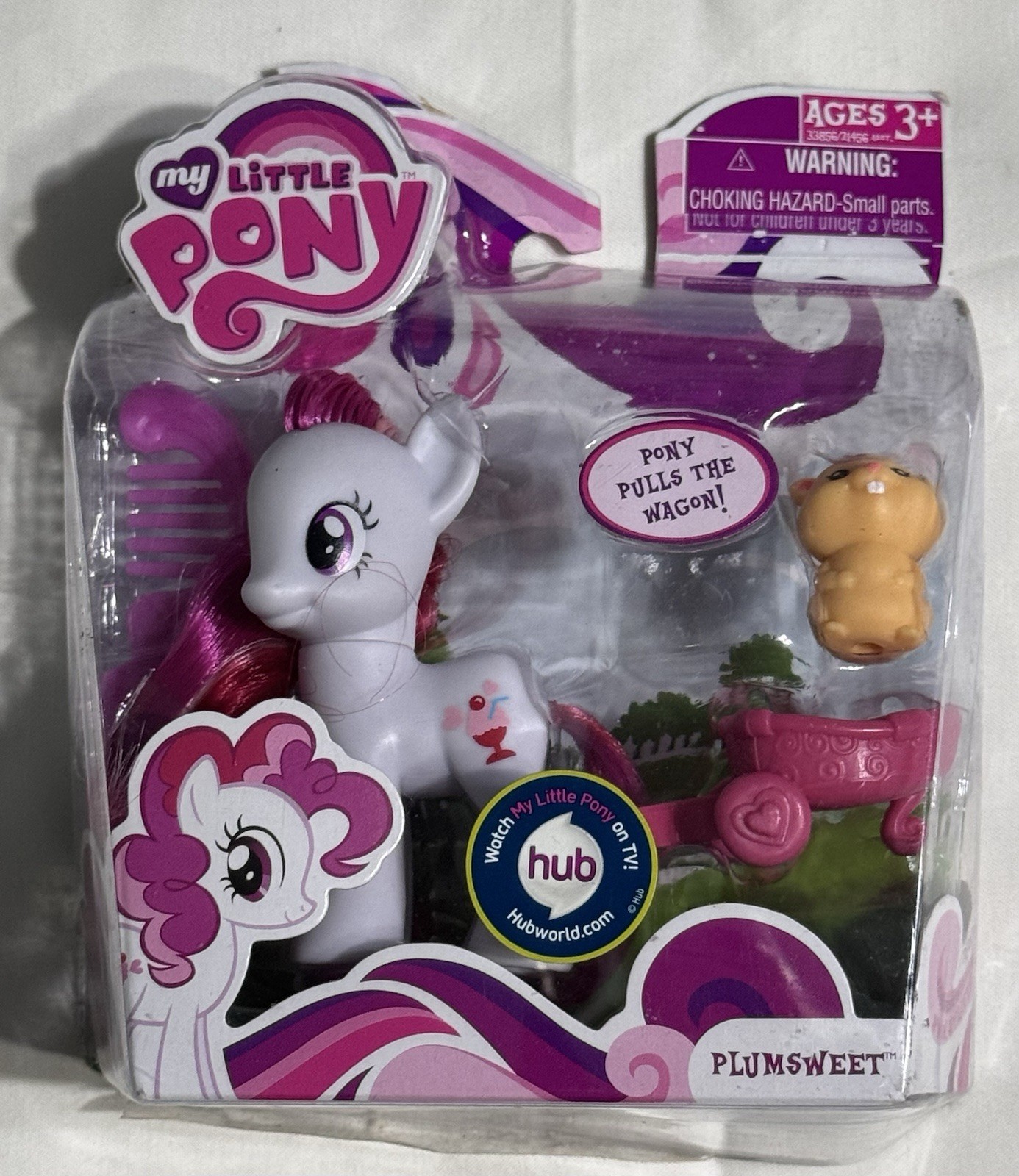 My Little Pony G4 Plumsweet Pony NIP Wagon Hamster Rare MLP READ: Package Damage