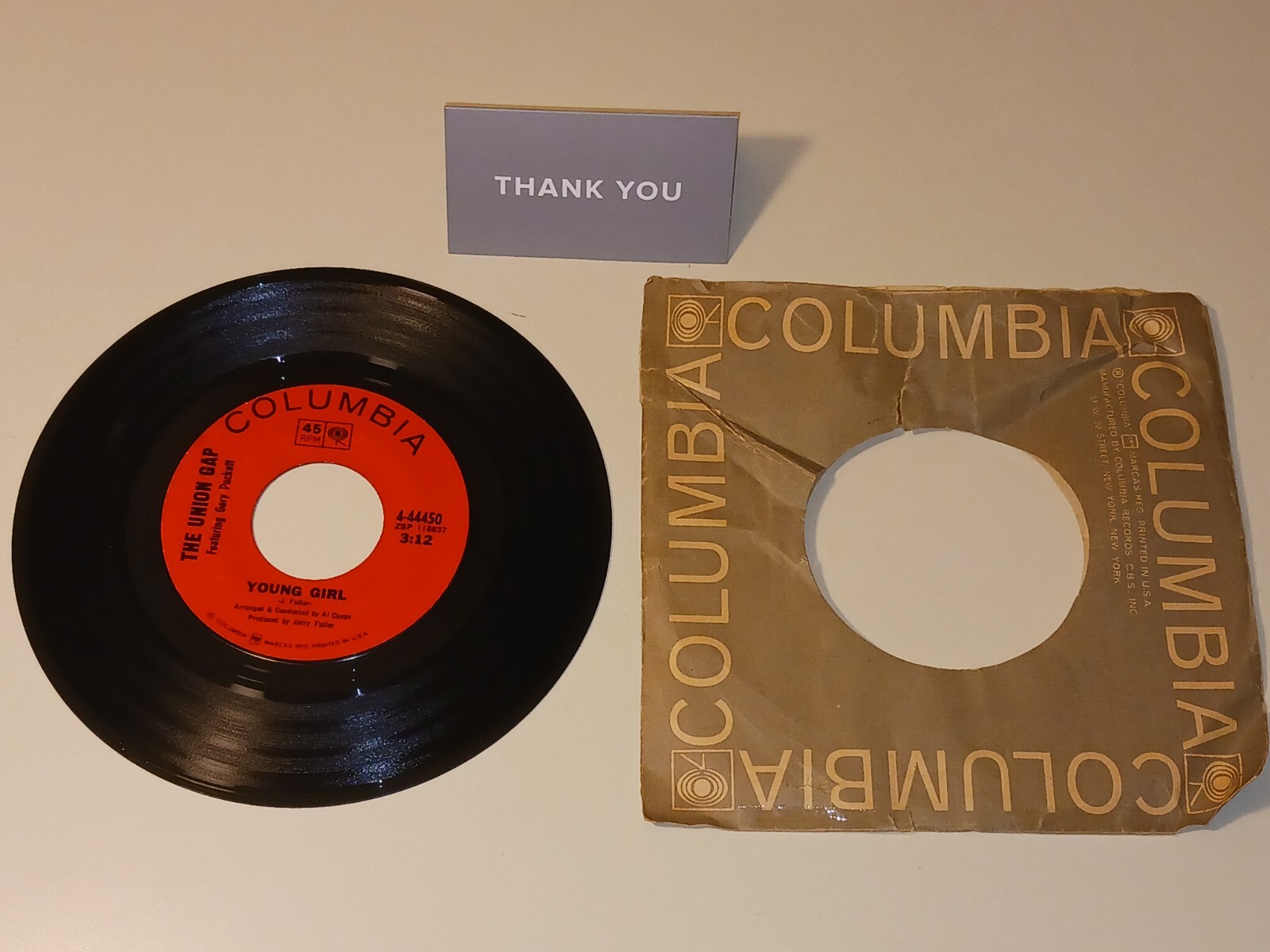 THE UNION GAP (YOUNG GIRL & I'M LOSING YOU) 45-RPM  Promo 7"-VGC