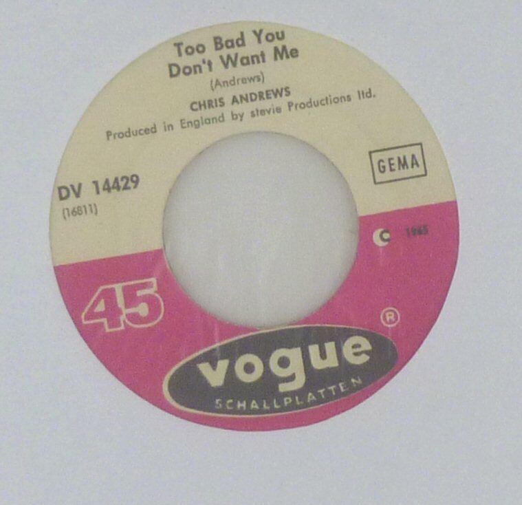 7" Singolo Vinile - Chris Andrews – Yesterday Man / Too Bad You Don't... - S5682