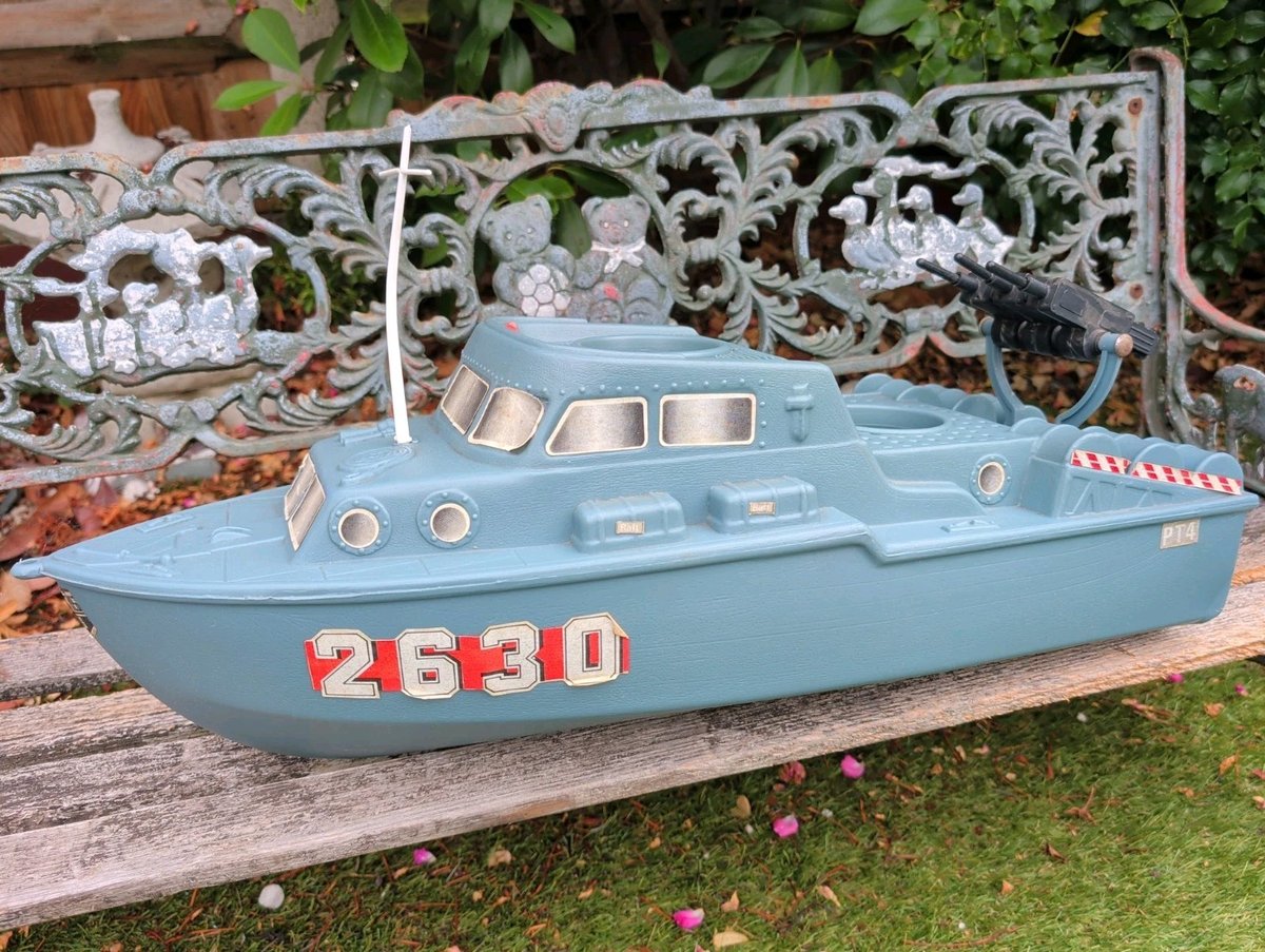 VINTAGE ACTION MAN CHERILEA MISSILE PATROL BOAT 1980S VEHICLE WITH MAST