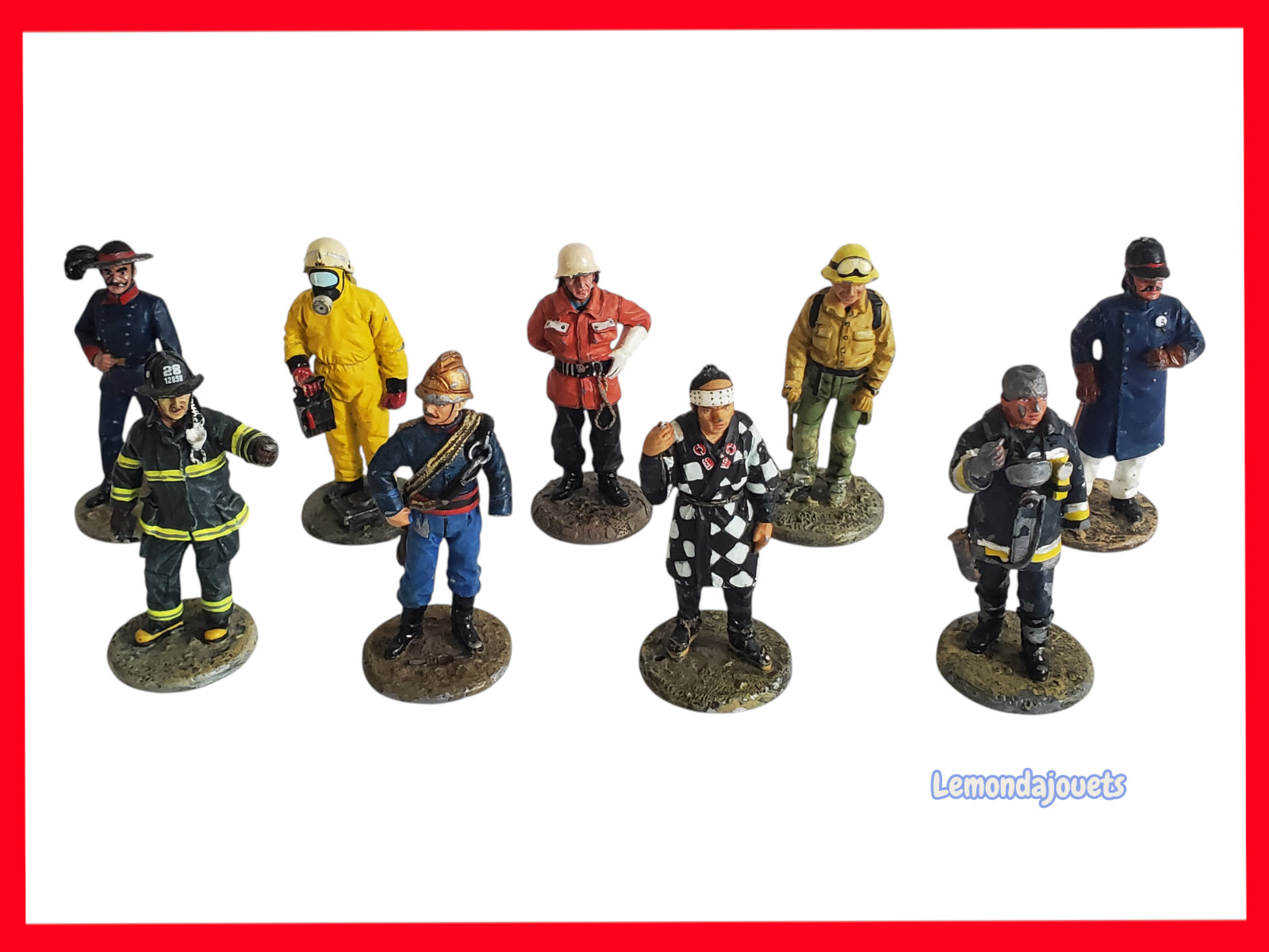 Set di 9 Vigili del Fuoco in Piombo - Collezione Delprado Soldati del Fuoco - BE