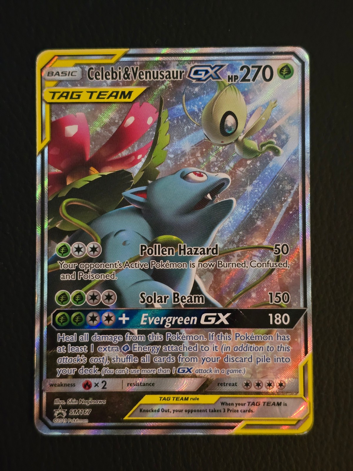 Celebi & Venusaur GX SM167 Sm Holo Heavily Played (HP)