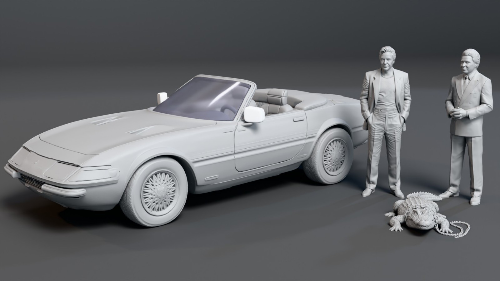 MIAMI VICE Sonny Ricardo 2 Figures with Car Set 3D Printed Set 1:24