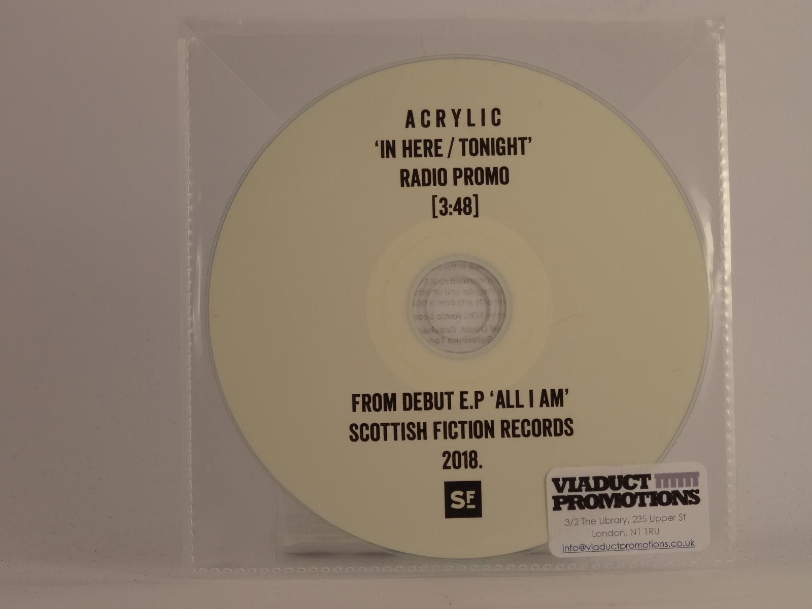 ACRYLIC I'M HERE/ TONIGHT (E79) 2 Track Promo CD Single plus Plastic Sleeve SCOT