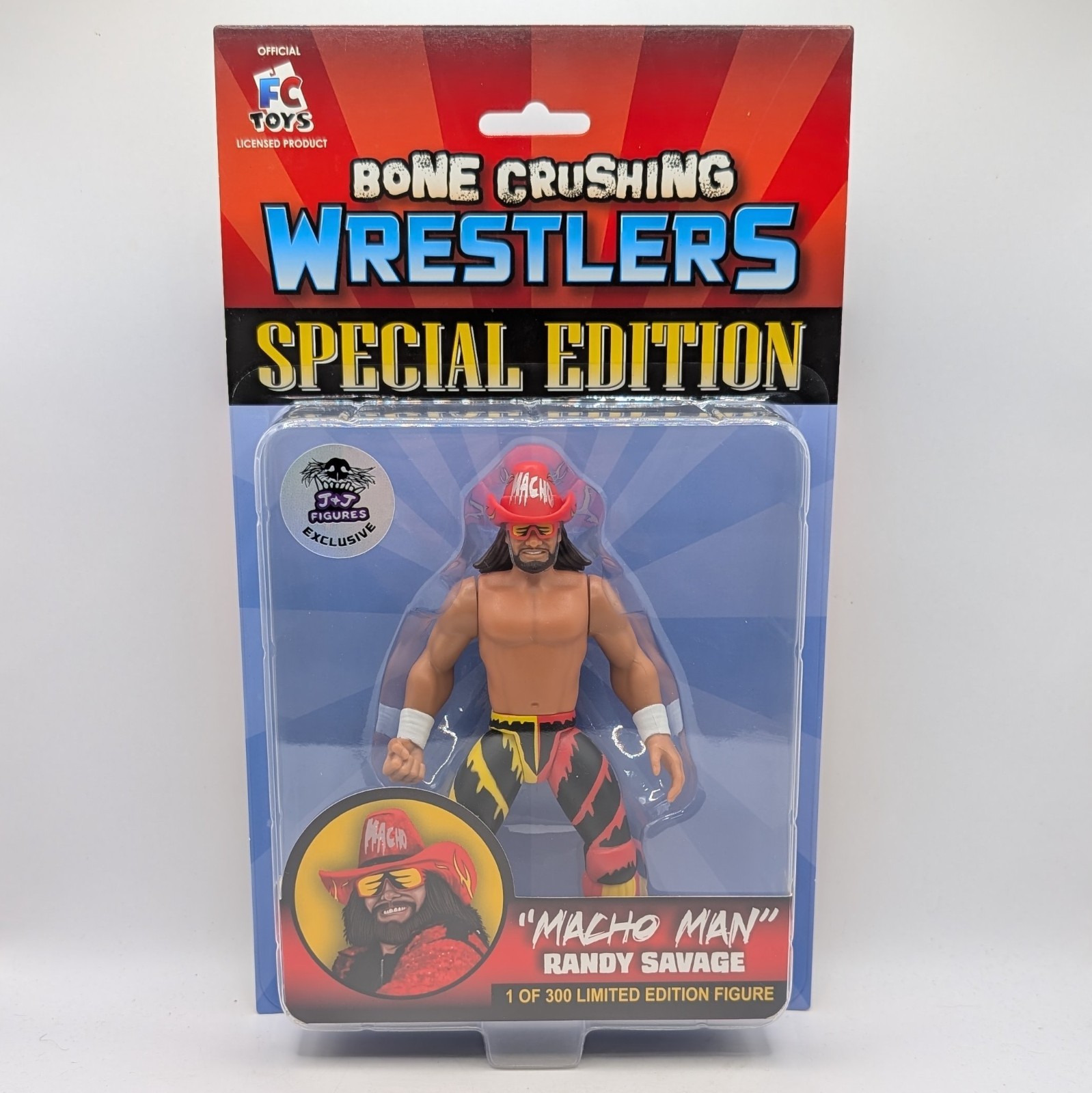 FC Bone Crushing Wrestlers Series 3 Macho Man Randy Savage MOC J+J Figures Red