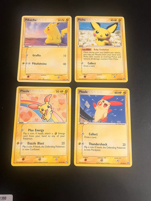 Lotto 4 Carte Pokémon – Pikachu Line & Plusle (EX Series)