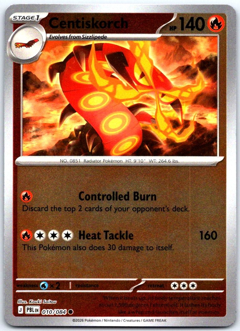 Centiskorch 010/084 ME05: Pitch Black Reverse Holo-PTCG-NM