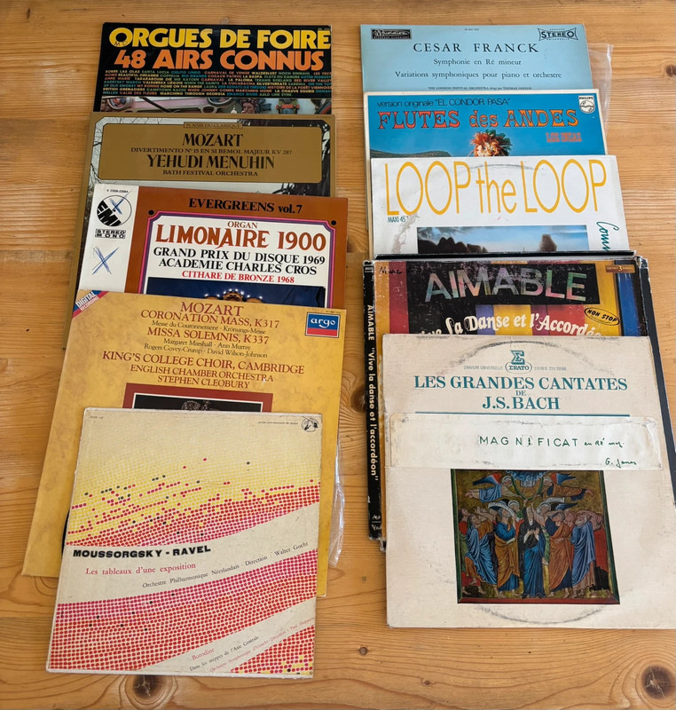 Lot de 10 vinyles anciens – classique, accordéon & variété