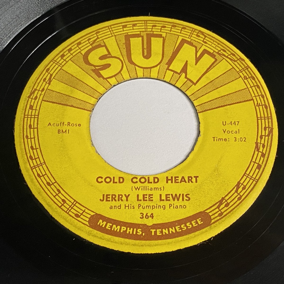 Jerry Lee Lewis: Cold Cold Heart / It Won't Happen With Me 45 - Sun - Country