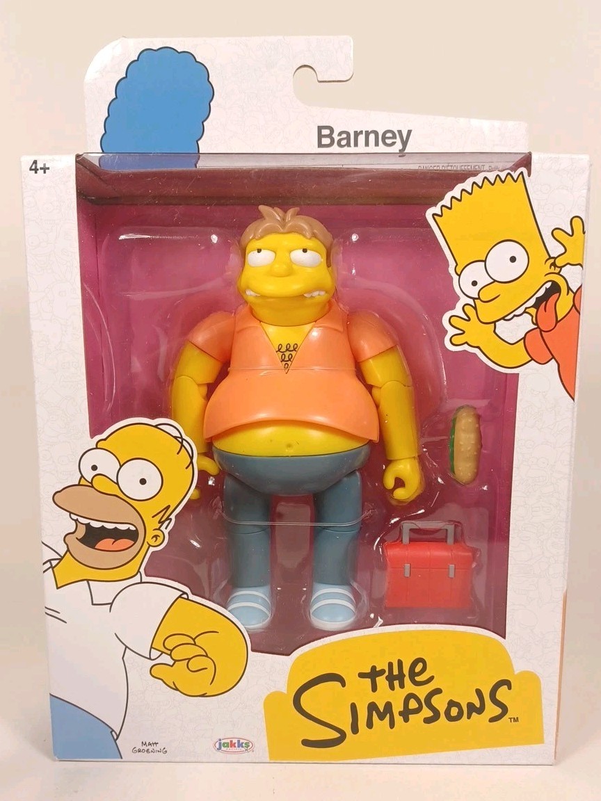 Figura The Simpsons Barney Gumble con lunchbox e panino Jakks Pacific nuova sigillata