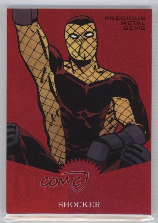 2017 Fleer Ultra Marvel Spider-Man Marvel Metal PMG Red 14/99 Shocker #MM2 5za
