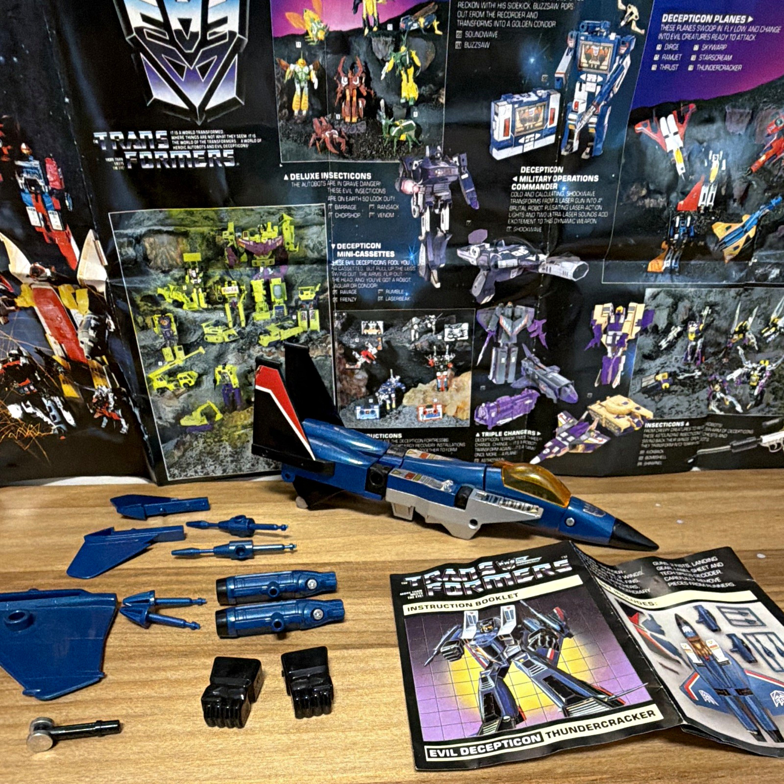 Vintage G1 Transformers Thundercracker Jet 1984 w/ Accessories Instructions