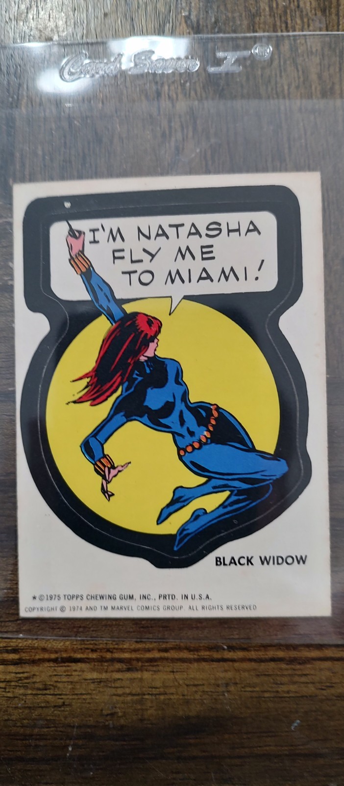 1974 1975 TOPPS MARVEL FUMETTO EROI ADESIVO VEDOVA NERA BUONE CONDIZIONI!
