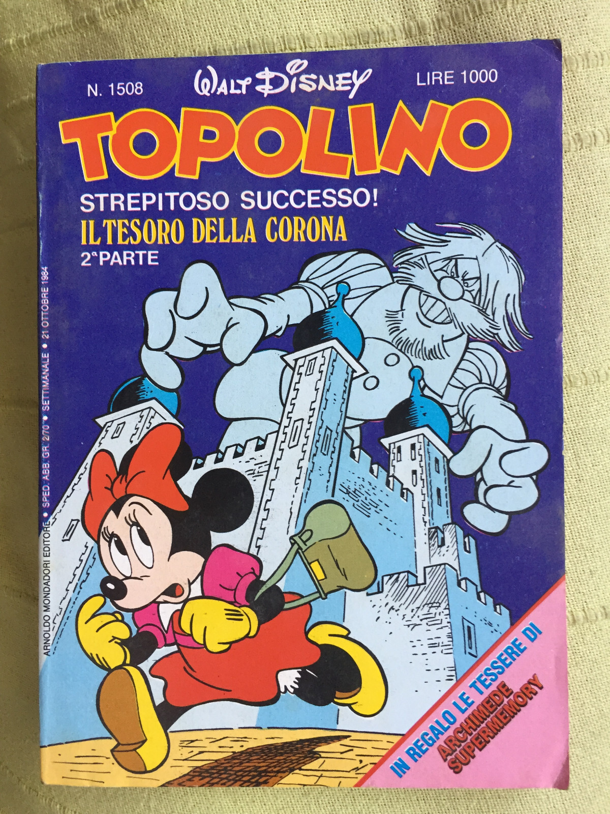 TOPOLINO N° 1508 -  21 OTTOBRE 1984. CON LE 12 TESSERE SUPERMEMORY. EDICOLA!