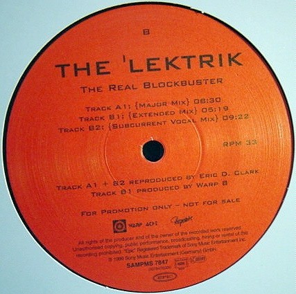 The 'lektrik - The Real Blockbuster Vinyl 12" Promo Electronic House 102402