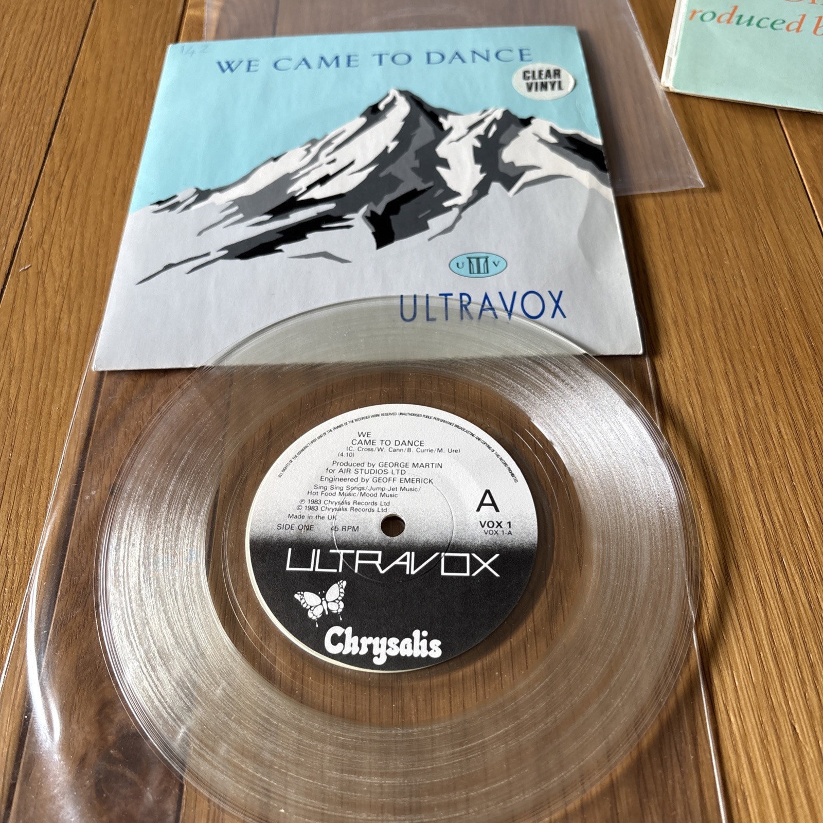 Ultravox-We came to dance.7" clear vinyl Limited Edition 1983 VOX 1 Pic Cover 