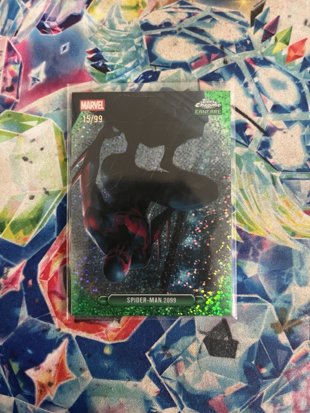 2026 TOPPS CHROME MARVEL - Spider-Man 2099 FF-40 FANFARE SERIAL NUMBER /99 GREEN