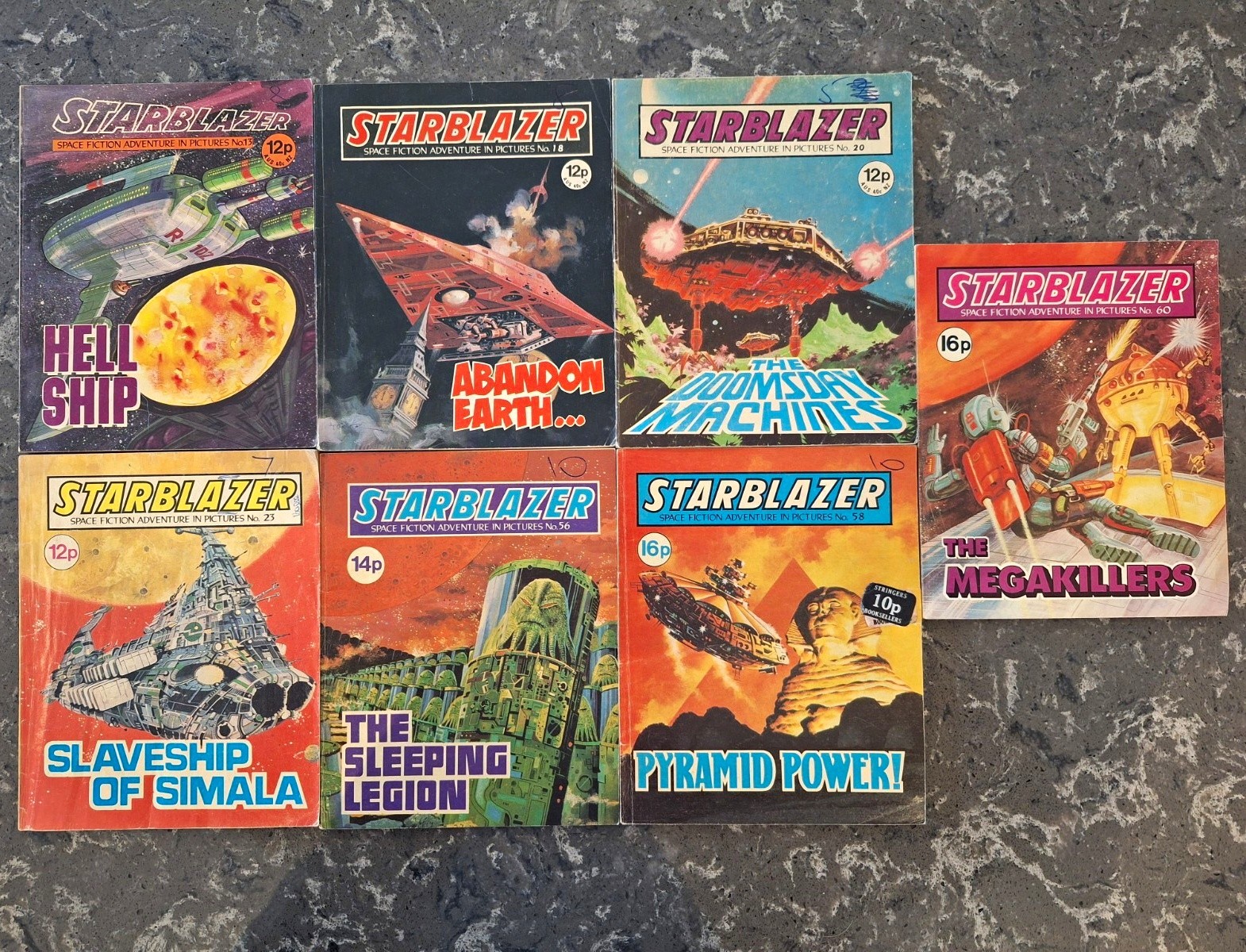 Starblazer Comic Book Mixed Lot of 7 - Issues  13, 18, 20, 23, 56, 58, 60