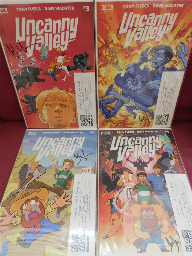 UNCANNY VALLEY 1 3 A B BOOM VARIANT COMIC LOT SIGNED DAVE WACHTER W/COA 2024 NM