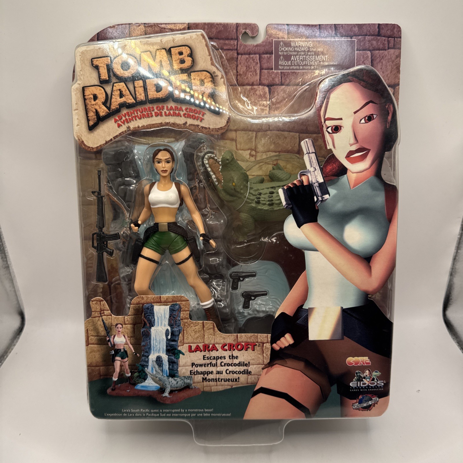 Figurina Playmates Tomb Raider Lara Croft 1999 coccodrillo sigillata