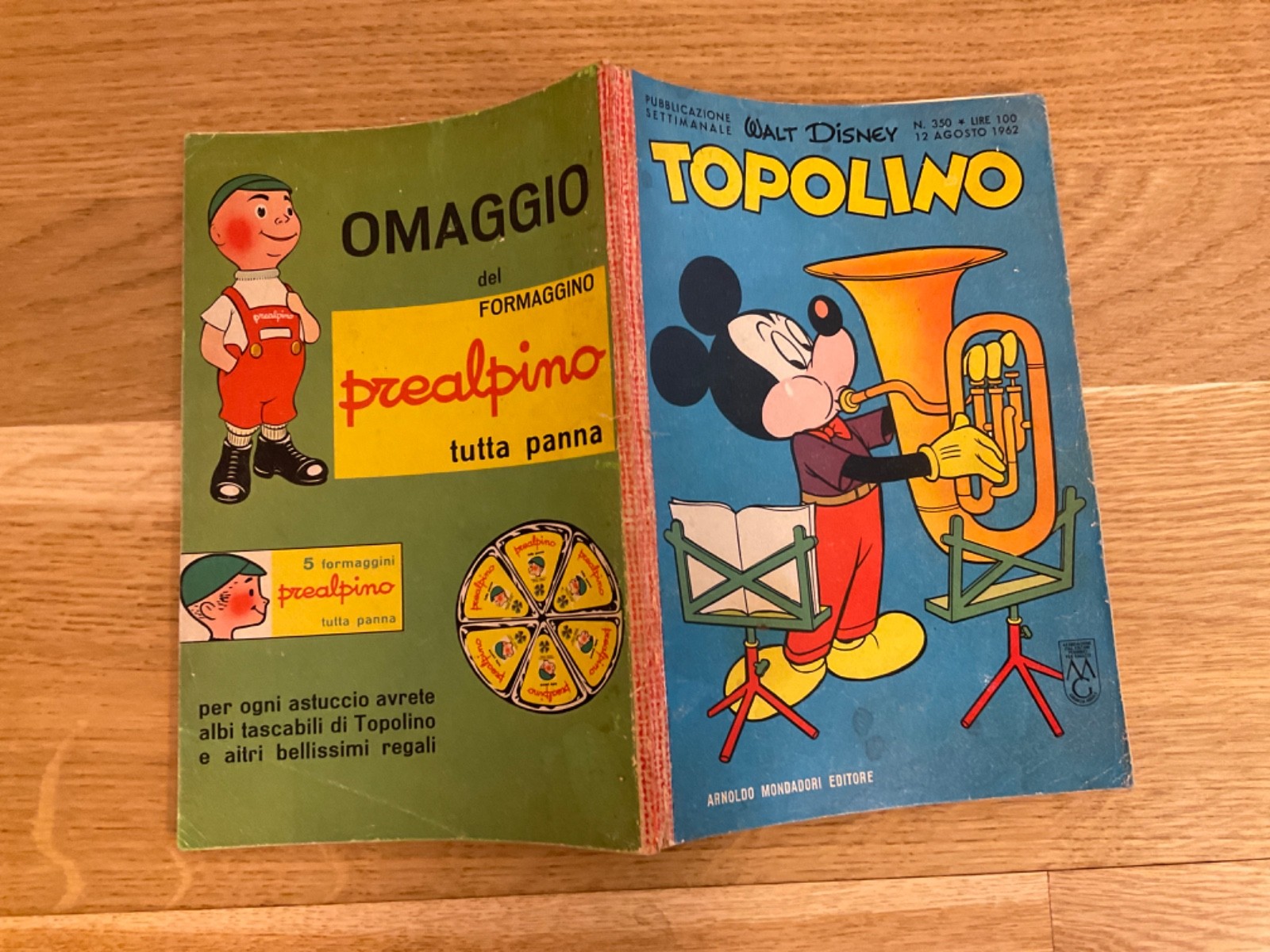 TOPOLINO LIBRETTO N.350 MONDADORI DISNEY 1962 - B-  SI BOLLINO, NO FIGURINE,
