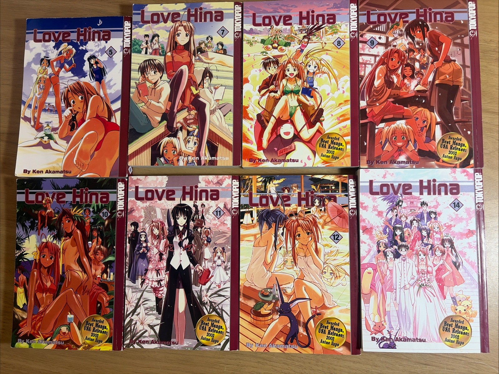 Lotto 8 volumi manga Love Hina 5-10 11 12 e 14 Ken Akamatsu (TOKYOPOP, brossura)