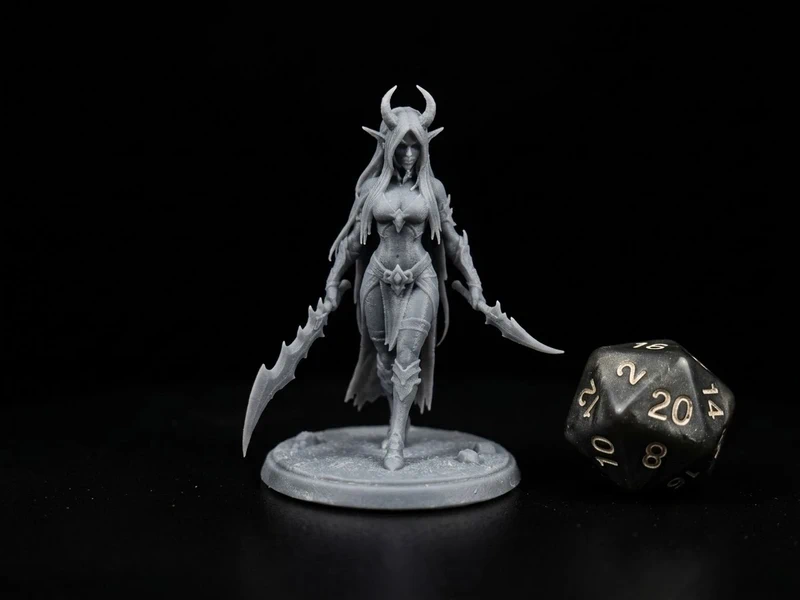 Miniatura Elfa Oscura / Tiefling Cacciatrice (ispirata a Jaina) in Resina HD per D&D / RPG