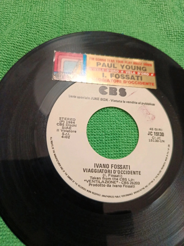 45 giri Jukebox con stickers ivano fossati Paul Young