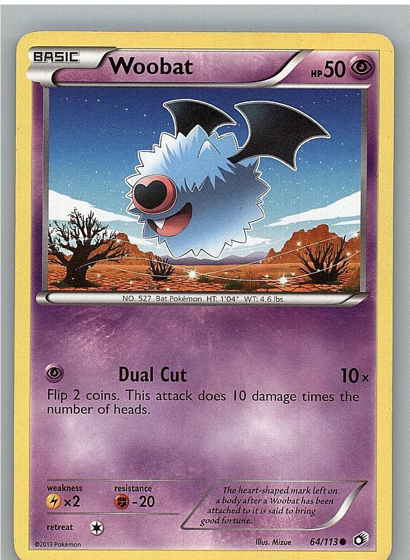 Woobat 64/113 Common Legendary Treasures Pokemon Lightly Played