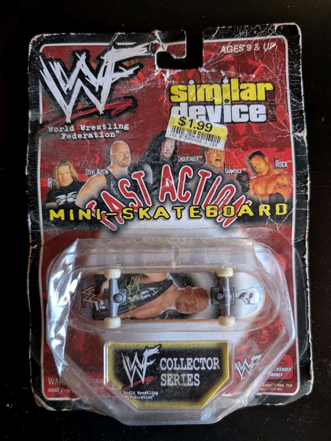 Vintage WWF Similar Device Fast Action Stone Cold Steve Austin Mini Skateboard