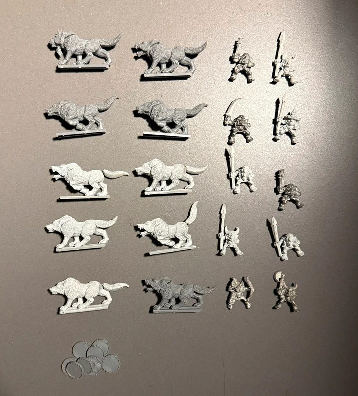 Warhammer x10 goblin cavalca lupi originali di metallo citadel 90s
