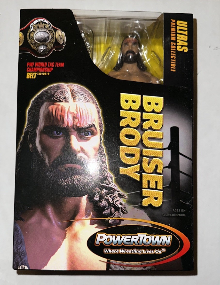 Action Figure Powertown Bruiser Brody Wrestling nuova con scatola WCCW NWA WA WWE WWF