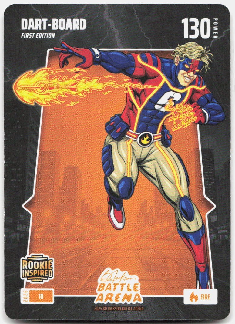 BO JACKSON BATTLE ARENA TCG DART BOARD 10 FIRE ROOKIE CARD JACKOSN DART