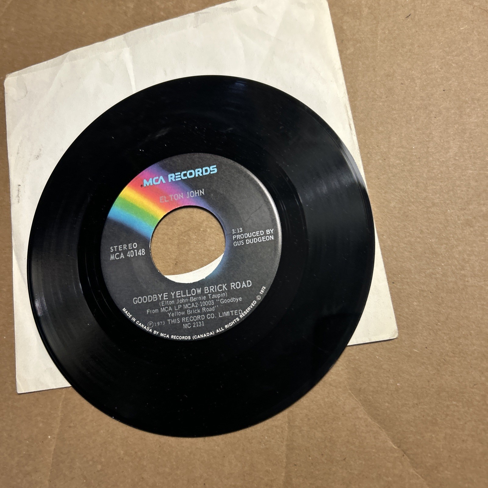 Elton John Goodbye Yellow Brick Road/Young Man's Blues 1973 Mca Records 45