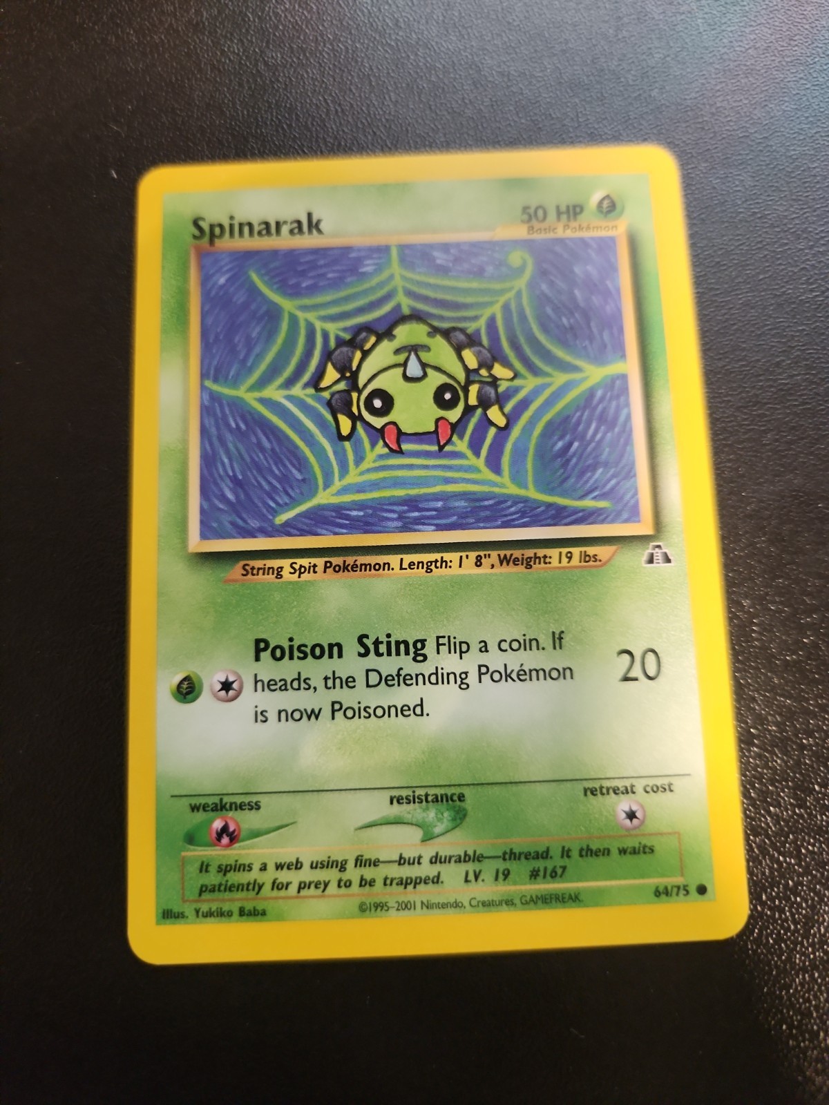 Spinarak 64/75 Common Neo Discovery Pokemon Unlimited Lightly Played