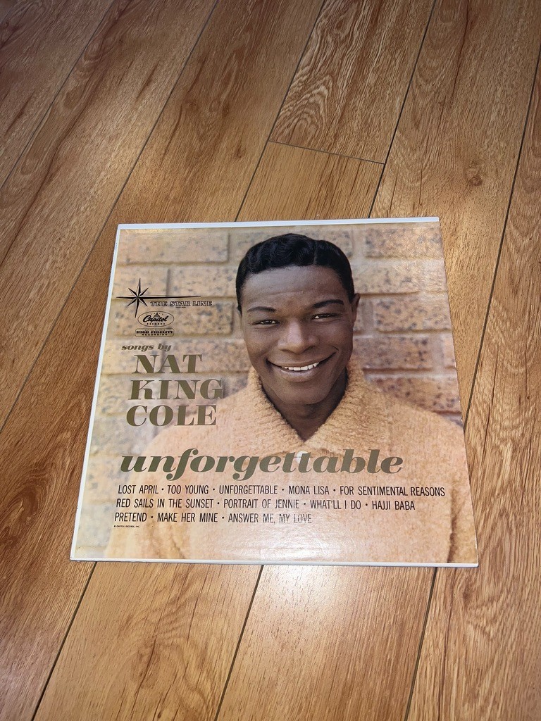 songs by nat king cole unforgettable vinyl lp VG+ 1960s reissue