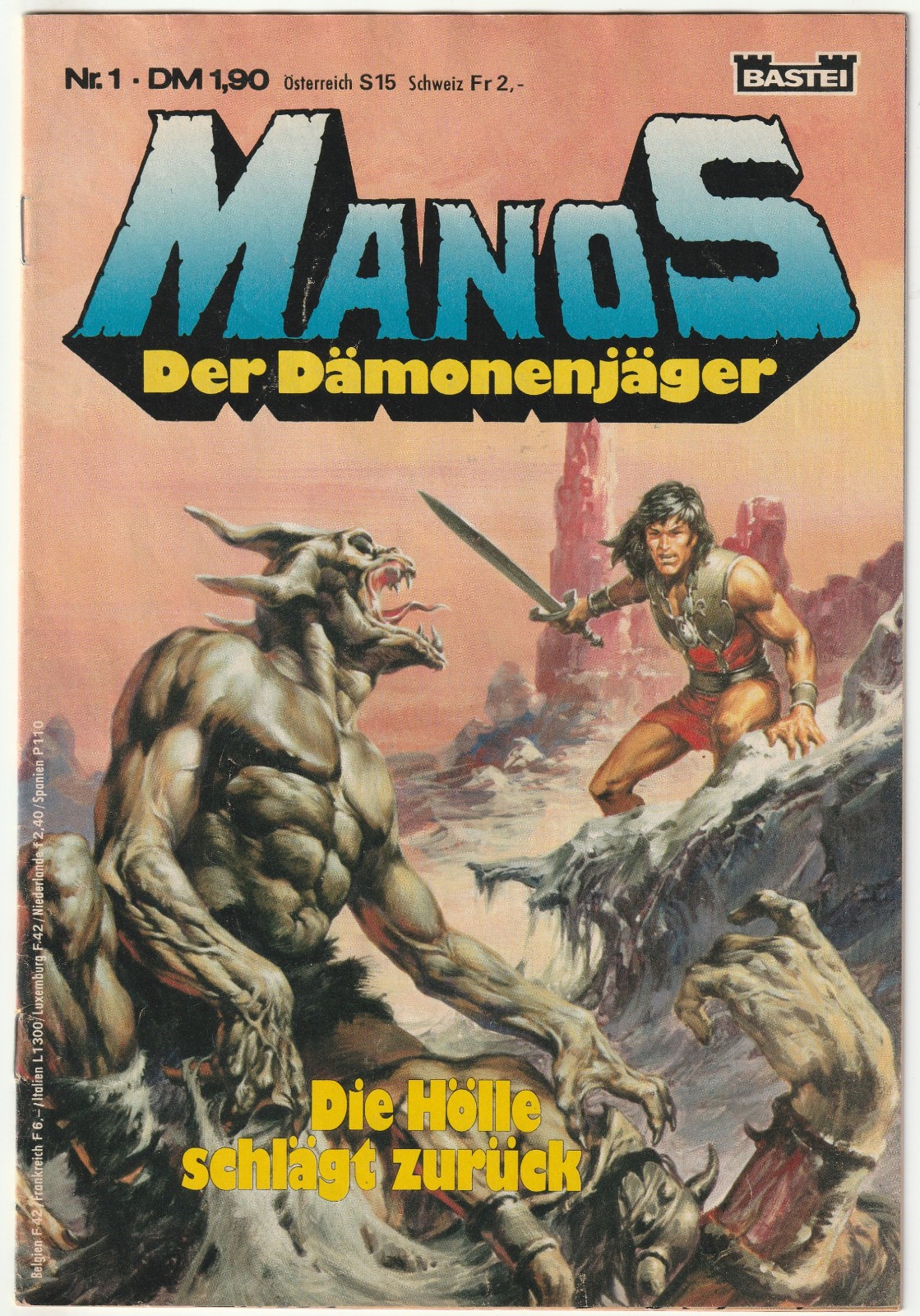 ✪ MANOS #1 L'inferno colpisce ancora senza poster, Bastei 1983 COMICHEFT TOP Z1
