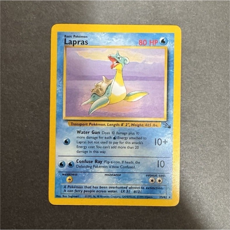 Lapras 25/62 Fossil Set Carta Pokémon Inglese 1999 80 HP