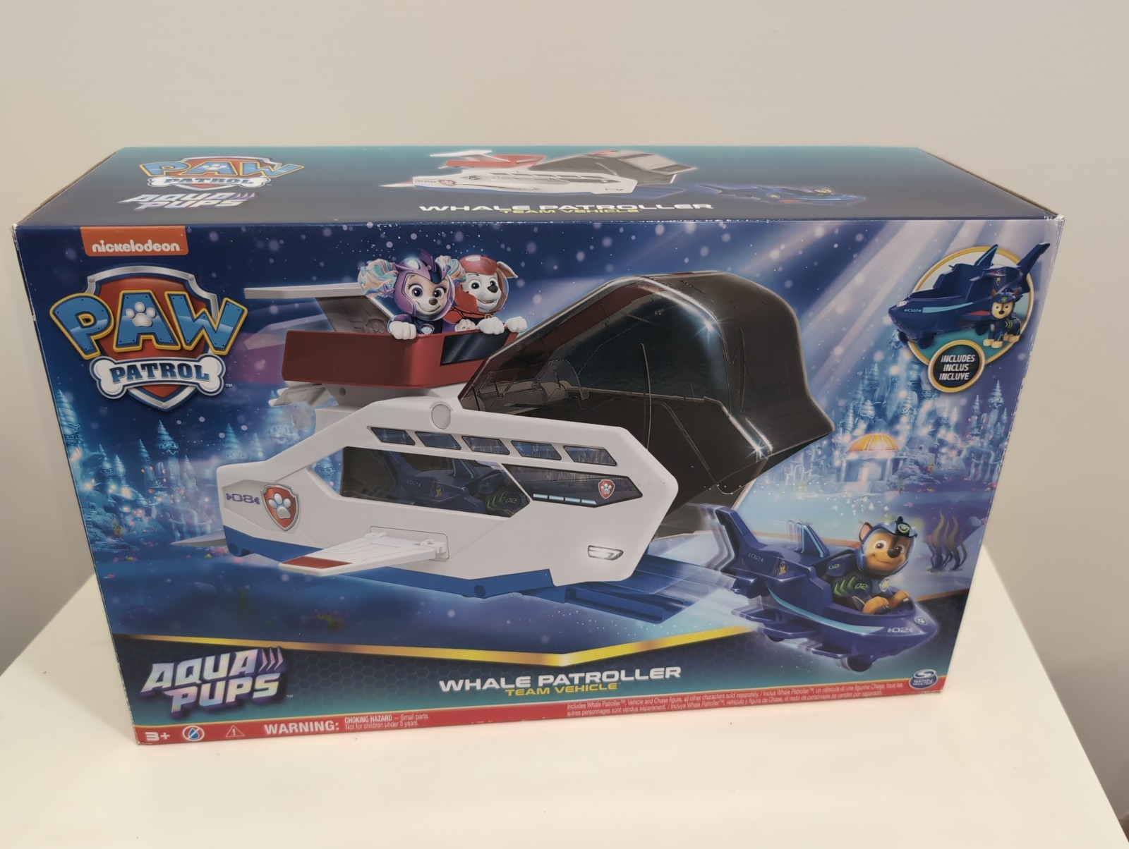 NIB Paw Patrol Aqua Pups Whale Patroller Team Vehicle w/ Chase Figure