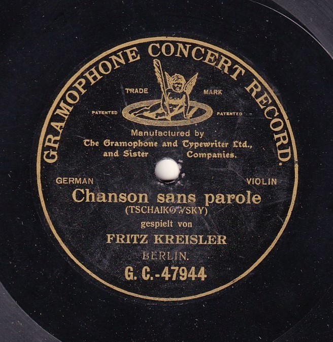 Kreisler. Tchaikovsky (Chant sans parole). G&T 47944. NM--, rubs